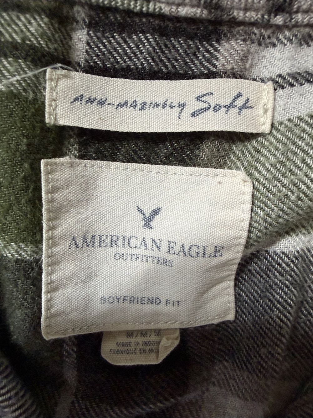 American Eagle Outfitters Olive and Gray Plaid Button-Down Shirt Women’s Med. - Picture 2 of 3